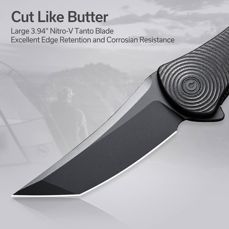 Civivi Synergy4 Black G10 (3.94" Black Nitro-V) Folding Knife [ C21018B-1] - product view 6
