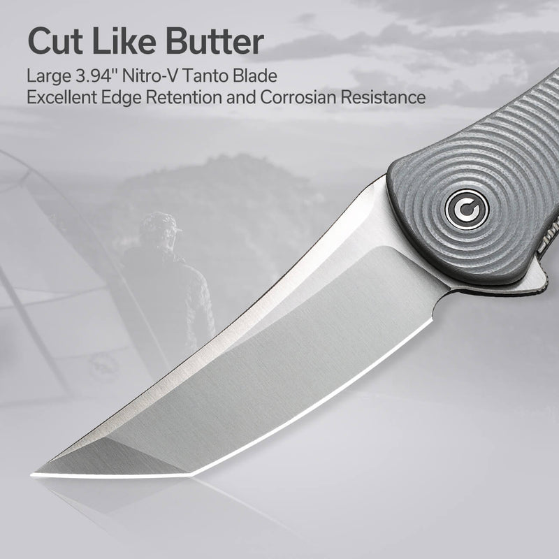 Civivi Synergy4 Gray G10 (3.94" Satin Finished Nitro-V) Folding Knife [ C21018B-2] - product view 5