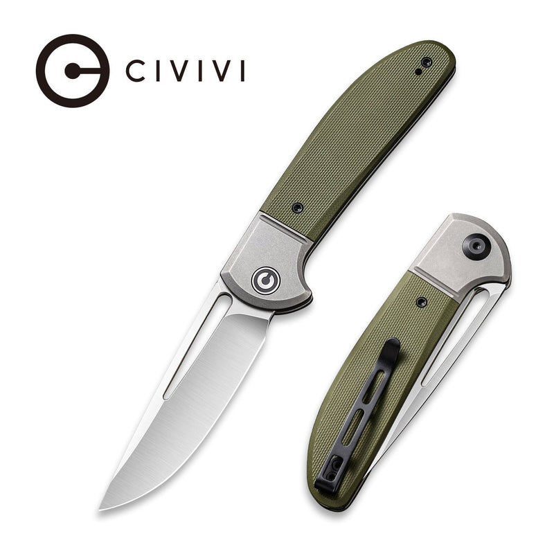 Civivi Trailblazer XL Gray,Green G10 Onlay On Stainless Steel (3.46" Satin D2) Folding Knife [C2101A] - product view 3