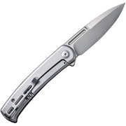 Civivi Cetos Brown / Gray Micarta Coarse presentation side; Stainless Steel lock side (3.48" Silver Bead Blasted 14C28N) Folding Knife [C21025B-1] - product view 4