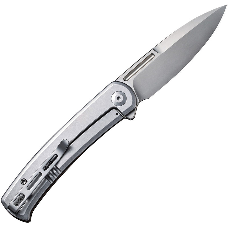 Civivi Cetos Brown / Gray Micarta Coarse presentation side; Stainless Steel lock side (3.48" Silver Bead Blasted 14C28N) Folding Knife [C21025B-1] - product view 4
