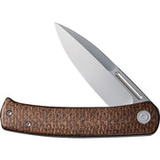 Civivi Cetos Brown / Gray Micarta Coarse presentation side; Stainless Steel lock side (3.48" Silver Bead Blasted 14C28N) Folding Knife [C21025B-1] - product view 5