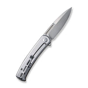 Civivi Cetos Brown / Gray Micarta Coarse presentation side; Stainless Steel lock side (3.48" Silver Bead Blasted 14C28N) Folding Knife [C21025B-1] - product view 7