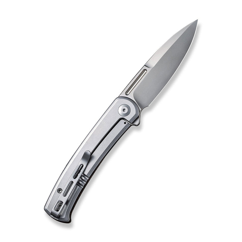 Civivi Cetos Brown / Gray Micarta Coarse presentation side; Stainless Steel lock side (3.48" Silver Bead Blasted 14C28N) Folding Knife [C21025B-1] - product view 7