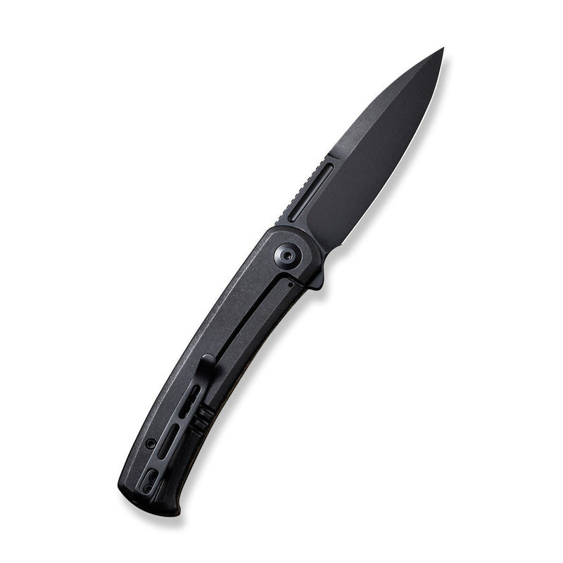 Civivi Cetos Green / Black Micarta Coarse presentation side; Stainless Steel lock side (3.48" Black Stonewashed 14C28N) Folding Knife [C21025B-3] - product view 7