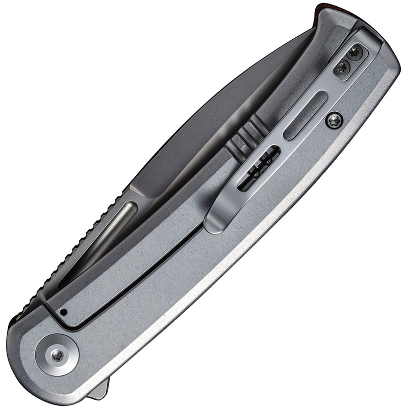 Civivi Cetos Wood / Gray Cuibourtia Wood presentation side; Stainless Steel lock side (3.48" Silver Bead Blasted 14C28N) Folding Knife [C21025B-4] - product view 2