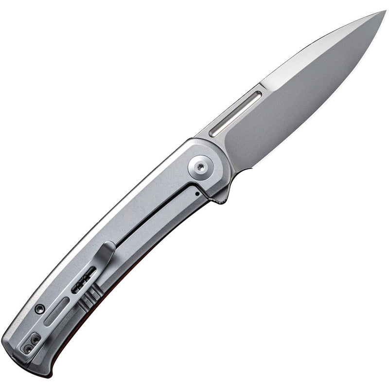 Civivi Cetos Wood / Gray Cuibourtia Wood presentation side; Stainless Steel lock side (3.48" Silver Bead Blasted 14C28N) Folding Knife [C21025B-4] - product view 4