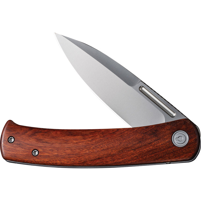 Civivi Cetos Wood / Gray Cuibourtia Wood presentation side; Stainless Steel lock side (3.48" Silver Bead Blasted 14C28N) Folding Knife [C21025B-4] - product view 5