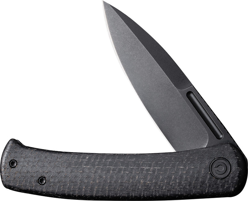 Civivi Caetus Black Burlap Micarta (3.48" Black Stonewashed 14C28N) Folding Knife [C21025C-2] - product view 5