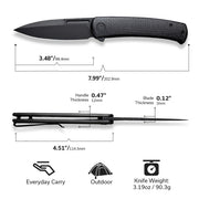 Civivi Caetus Black Burlap Micarta (3.48" Black Stonewashed 14C28N) Folding Knife [C21025C-2] - product view 7