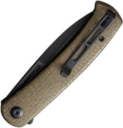 Civivi Caetus Green Burlap Micarta (3.48" Black Stonewashed 14C28N) Folding Knife [C21025C-3] - product view 2