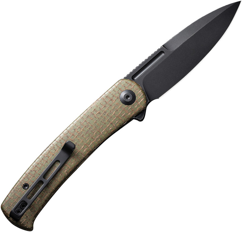 Civivi Caetus Green Burlap Micarta (3.48" Black Stonewashed 14C28N) Folding Knife [C21025C-3] - product view 3