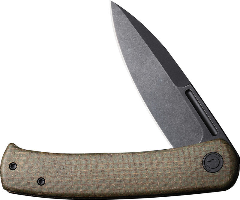 Civivi Caetus Green Burlap Micarta (3.48" Black Stonewashed 14C28N) Folding Knife [C21025C-3] - product view 5