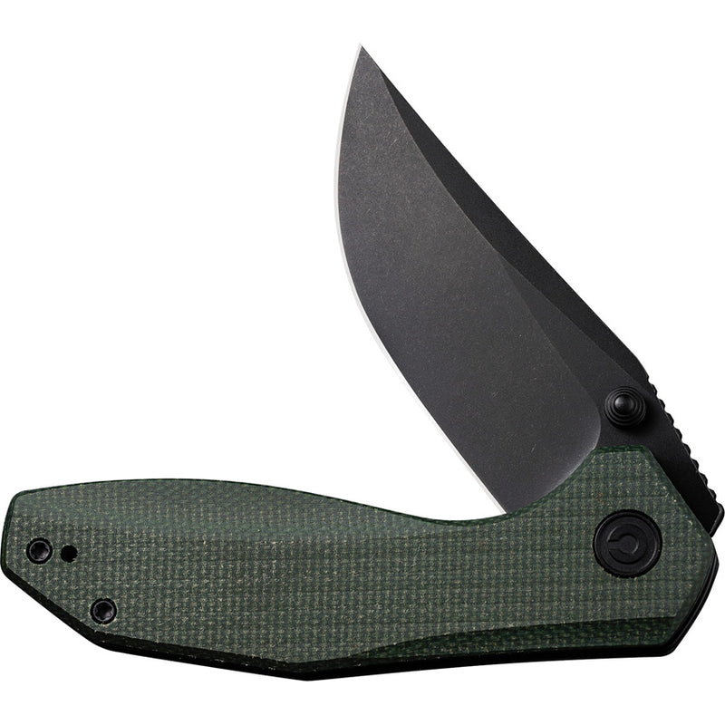 Civivi ODD 22 Green Canvas Micarta (2.97" Black Stonewashed 14C28N) Folding Knife [C21032-2] - product view 4