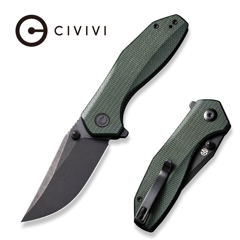 Civivi ODD 22 Green Canvas Micarta (2.97" Black Stonewashed 14C28N) Folding Knife [C21032-2] - product view 6