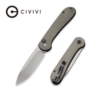 Civivi Button Lock Elementum Dark Green Micarta (3.47" Gray Stonewashed 14C28N) Folding Knife [C2103C] - product view 1