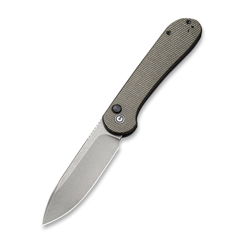 Civivi Button Lock Elementum Dark Green Micarta (3.47" Gray Stonewashed 14C28N) Folding Knife [C2103C] - product view 3