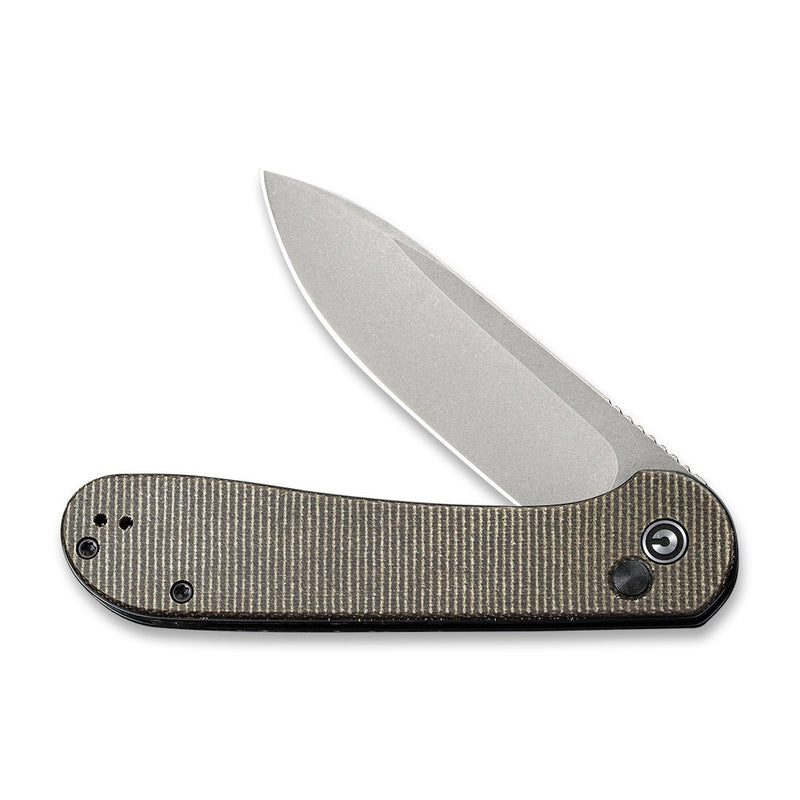 Civivi Button Lock Elementum Dark Green Micarta (3.47" Gray Stonewashed 14C28N) Folding Knife [C2103C] - product view 4