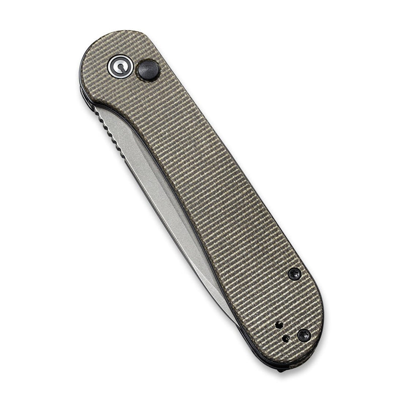 Civivi Button Lock Elementum Dark Green Micarta (3.47" Gray Stonewashed 14C28N) Folding Knife [C2103C] - product view 5