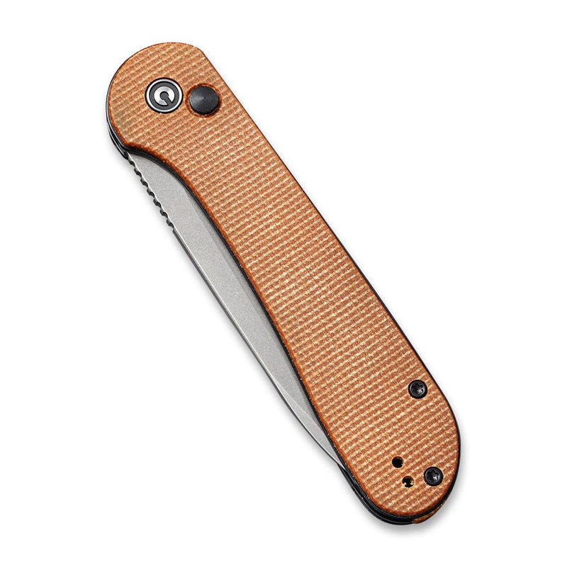 Civivi Button Lock Elementum Brown Micarta (3.47" Gray Stonewashed 14C28N) Folding Knife [C2103D] - product view 5