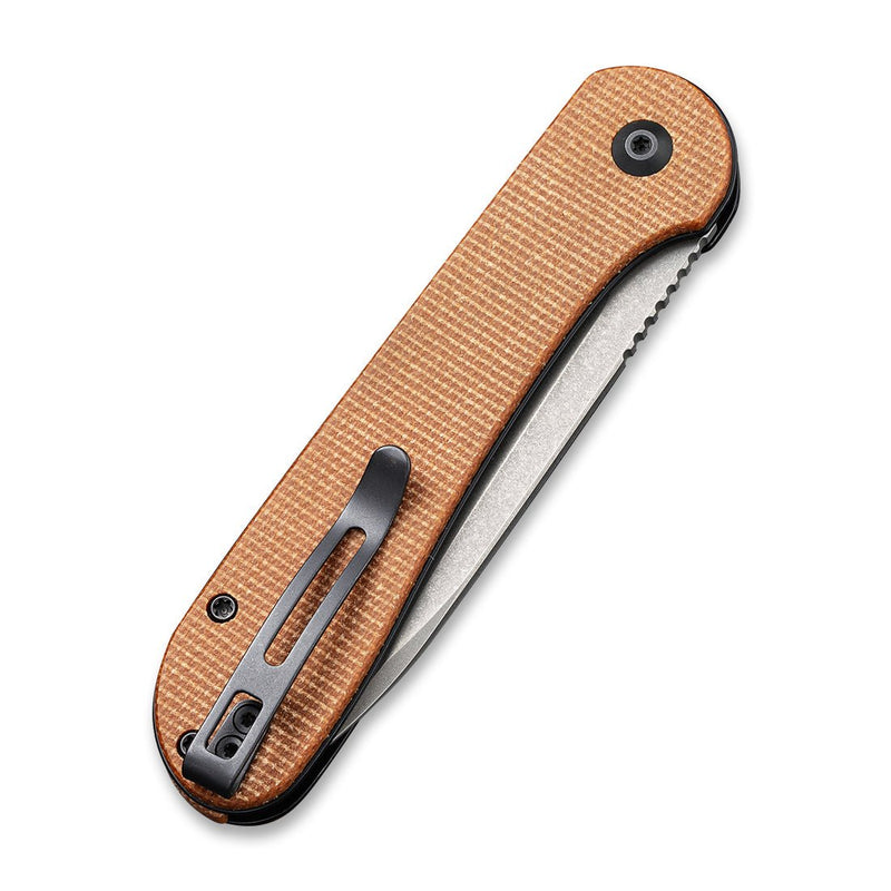 Civivi Button Lock Elementum Brown Micarta (3.47" Gray Stonewashed 14C28N) Folding Knife [C2103D] - product view 6