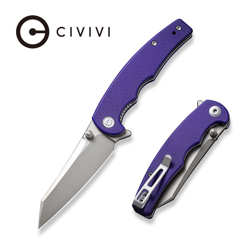 Civivi P87 Folder Purple G10 (2.9" Silver Bead Blasted Nitro-V) Folding Knife [ C21043-2] - product view 6