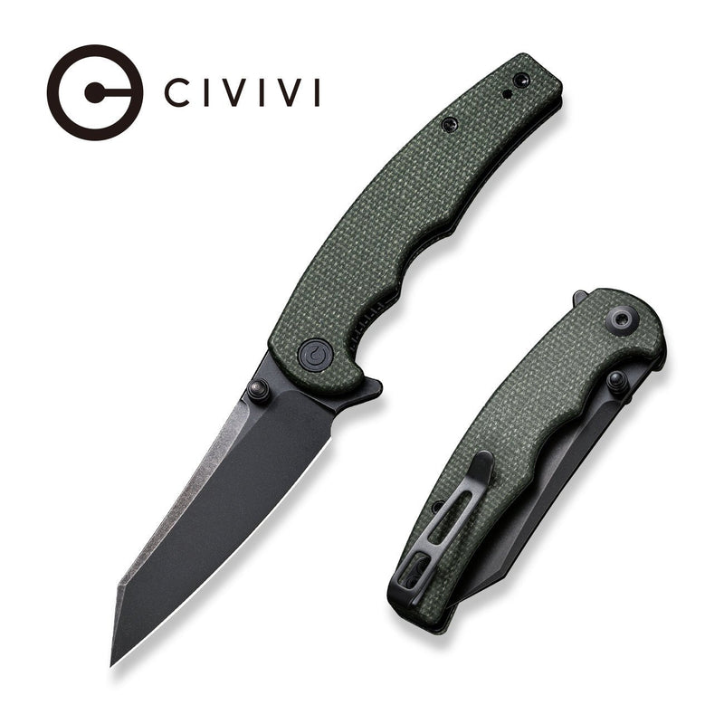 Civivi P87 Folder Green Micarta (2.9" Black Stonewashed Nitro-V) Folding Knife [ C21043-3] - product view 6
