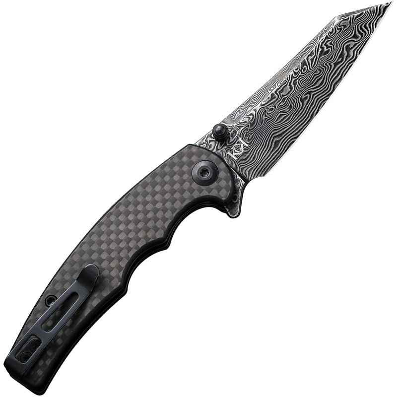 Civivi P87 Folder Twill Carbon Fiber Overlay On Black G10 (2.9" Black Hand Rubbed Damascus) Folding Knife [ C21043-DS1] - product view 5