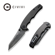 Civivi P87 Folder Twill Carbon Fiber Overlay On Black G10 (2.9" Black Hand Rubbed Damascus) Folding Knife [ C21043-DS1] - product view 6