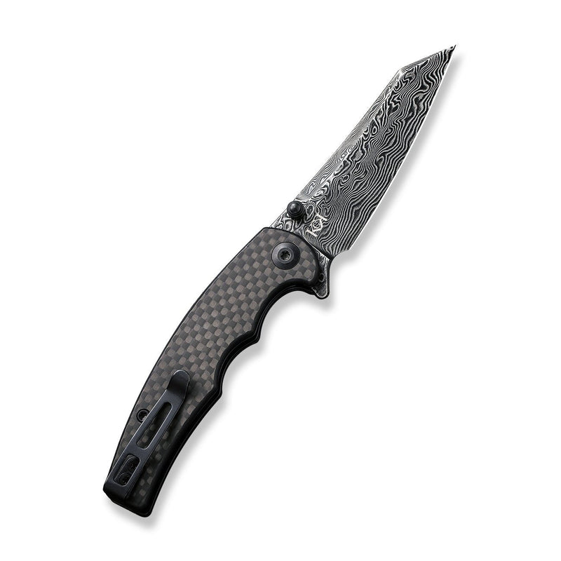 Civivi P87 Folder Twill Carbon Fiber Overlay On Black G10 (2.9" Black Hand Rubbed Damascus) Folding Knife [ C21043-DS1] - product view 7