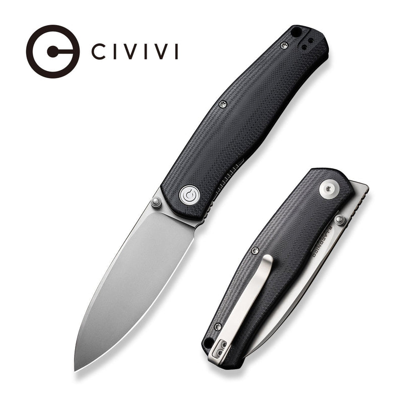 Civivi Sokoke Black G10 (3.35" Silver Bead Blasted 14C28N) Folding Knife [ C22007-1] - product view 6