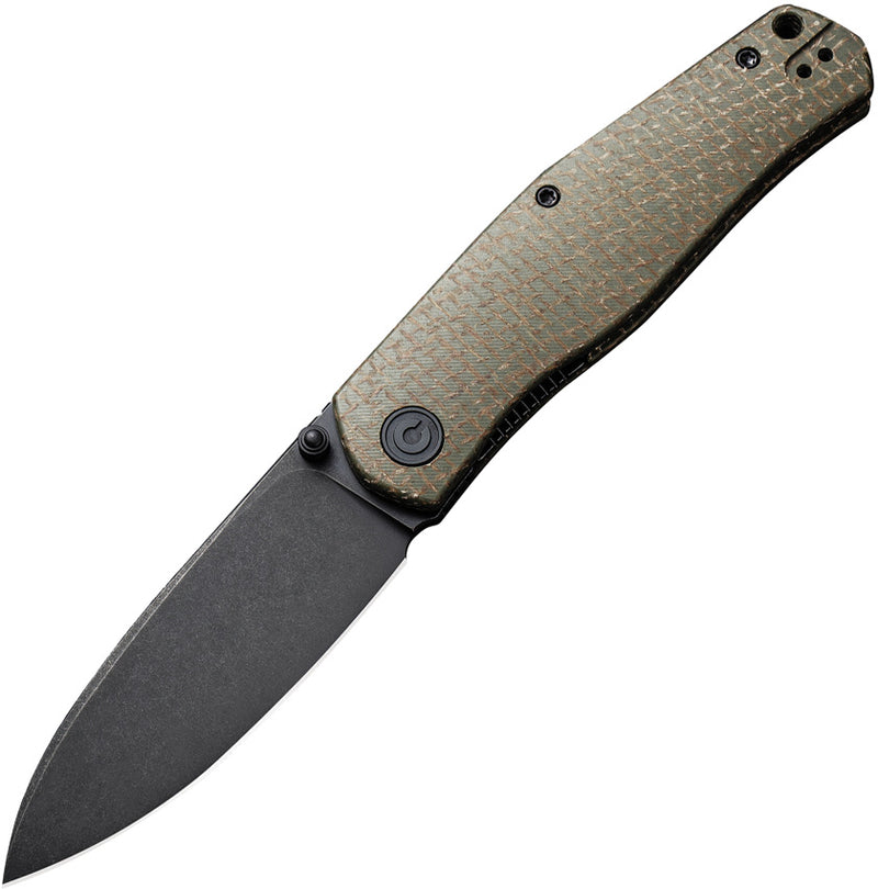 Civivi Sokoke Green Burlap Micarta (3.35" Black Stonewashed 14C28N) Folding Knife [C22007-2] - product view 1