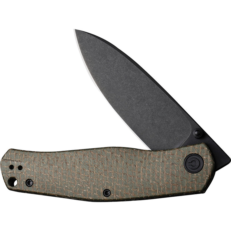 Civivi Sokoke Green Burlap Micarta (3.35" Black Stonewashed 14C28N) Folding Knife [C22007-2] - product view 5