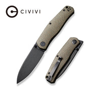 Civivi Sokoke Green Burlap Micarta (3.35" Black Stonewashed 14C28N) Folding Knife [C22007-2] - product view 6