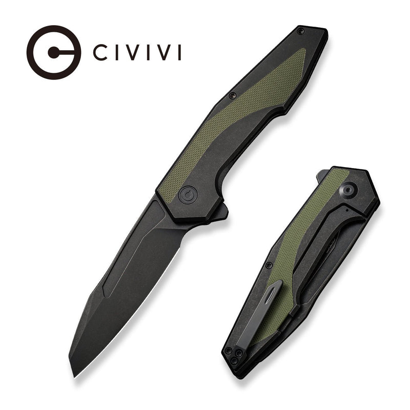 Civivi Hypersonic Black, OD Green Steel With G10 Inlay (3.7" Black Stonewashed 14C28N) Folding Knife [C22011-1] - product view 4