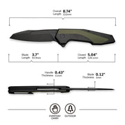 Civivi Hypersonic Black, OD Green Steel With G10 Inlay (3.7" Black Stonewashed 14C28N) Folding Knife [C22011-1] - product view 5