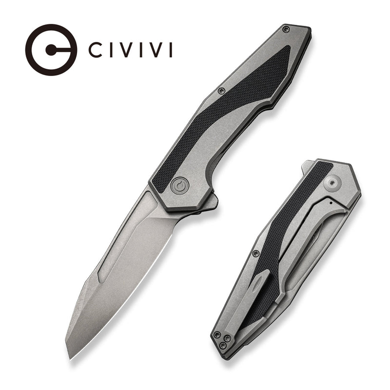 Civivi Hypersonic Gray, Black Steel With G10 Inlay (3.7" Gray Stonewashed 14C28N) Folding Knife [C22011-2] - product view 4