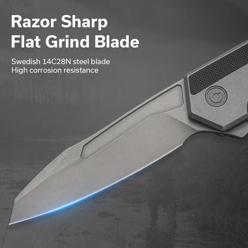 Civivi Hypersonic Gray, Black Steel With G10 Inlay (3.7" Gray Stonewashed 14C28N) Folding Knife [C22011-2] - product view 6