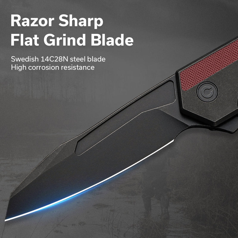 Civivi Hypersonic Black, Burgundy Steel With G10 Inlay (3.7" Black Stonewashed 14C28N) Folding Knife [C22011-3] - product view 6