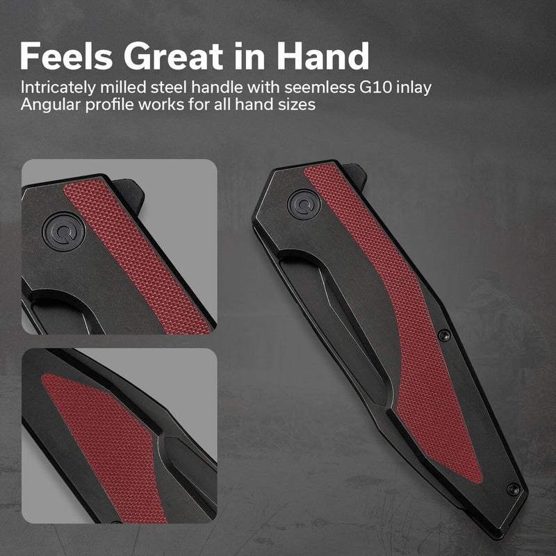 Civivi Hypersonic Black, Burgundy Steel With G10 Inlay (3.7" Black Stonewashed 14C28N) Folding Knife [C22011-3] - product view 7