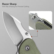 Civivi Gordo Olive Canvas Micarta (2.51" Satin Finished D2) Folding Knife [C22018C-2] - product view 7
