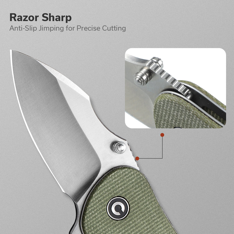 Civivi Gordo Olive Canvas Micarta (2.51" Satin Finished D2) Folding Knife [C22018C-2] - product view 7