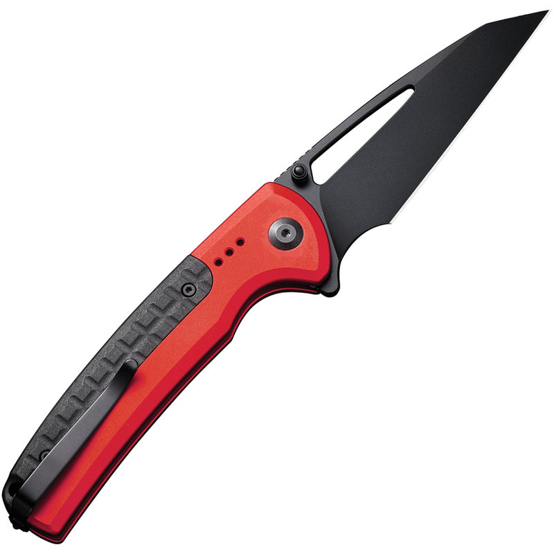 Civivi Sentinel Strike Red Aluminum (3.7" Black K110) Folding Knife [ C22025B-1] - product view 2
