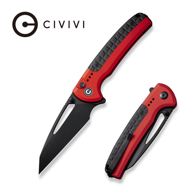 Civivi Sentinel Strike Red Aluminum (3.7" Black K110) Folding Knife [ C22025B-1] - product view 5