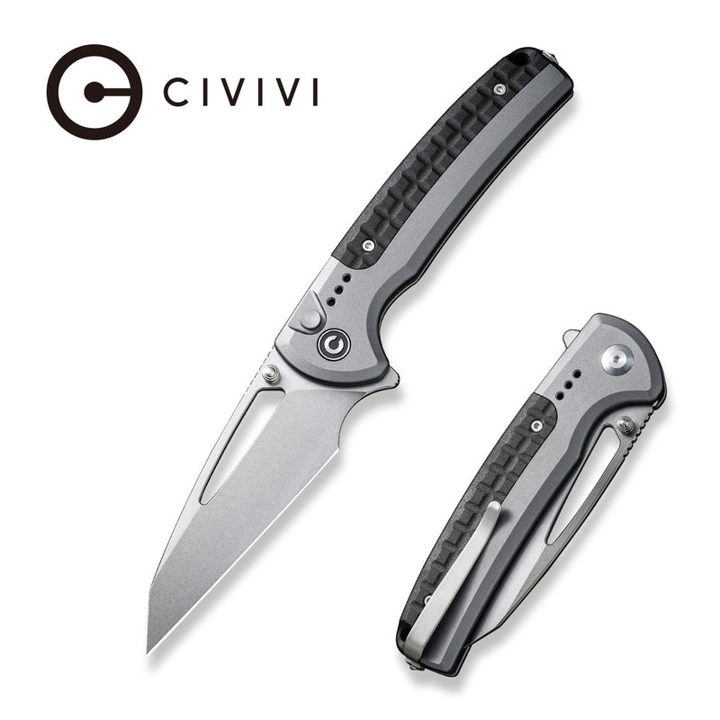 Civivi Sentinel Strike Gray Aluminum (3.7" Stonewashed K110) Folding Knife [ C22025B-2] - product view 5