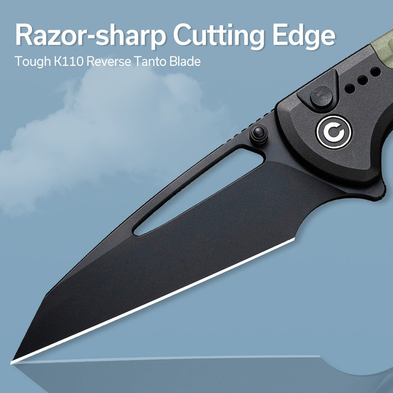 Civivi Sentinel Strike Black Aluminum (3.7" Black K110) Folding Knife [ C22025B-3] - product view 6