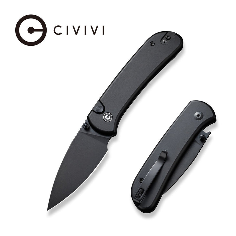Civivi Qubit Black Aluminum (2.98" Black Stonewashed 14C28N) Folding Knife [C22030E-1] - product view 5