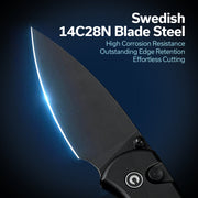 Civivi Qubit Black Aluminum (2.98" Black Stonewashed 14C28N) Folding Knife [C22030E-1] - product view 6