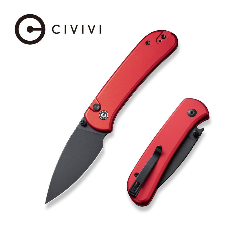 Civivi Qubit Red Aluminum (2.98" Black Stonewashed 14C28N) Folding Knife [C22030E-2] - product view 5