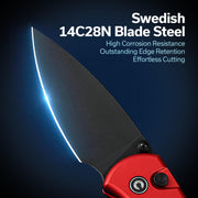 Civivi Qubit Red Aluminum (2.98" Black Stonewashed 14C28N) Folding Knife [C22030E-2] - product view 6